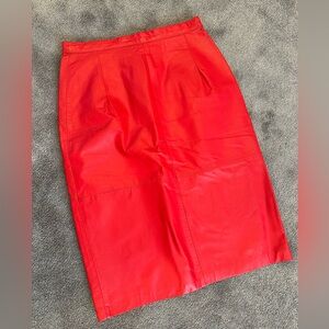 Vintage Genuine Leather red skirt
